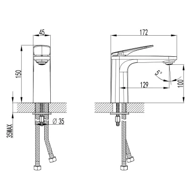 Смеситель для раковины AQUAme Imola AQM6710GM серый 1