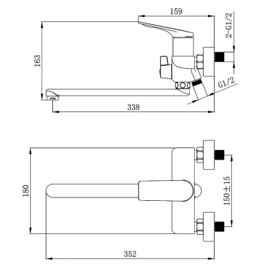 Смеситель для ванны Azario Lursy AZ-K1749GR с лейкой, серый матовый 7