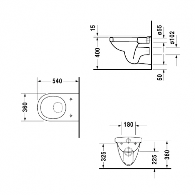 Чаша подвесного унитаза Duravit Happy D (0171090000) 1