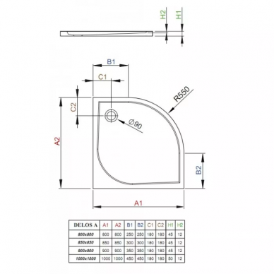 Душевой поддон Radaway Delos A1000 (SDA1010-01) 100x100 1