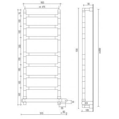 Полотенцесушитель электрический Margaroli 584-8 ВОХ (58447508CRB) хром 1