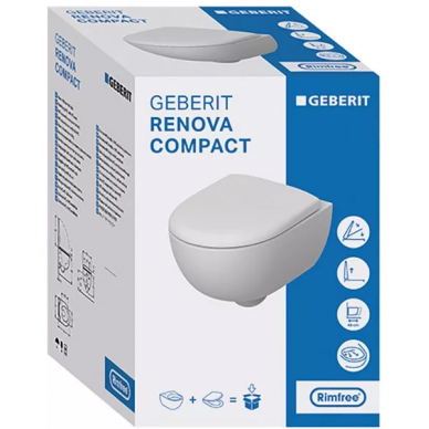 Инсталляция Geberit Duofix (458.122.11.1) в комплекте с унитазом Renova Nr.2 Rimfree Compact (500.803.00.1) микролифт 5