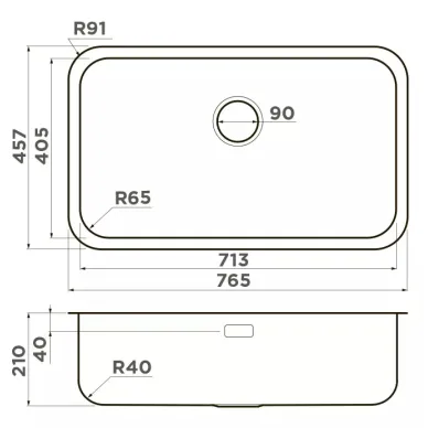 Мойка кухонная Omoikiri Omi 76-U/I-IN (4993500) 76 см, нержавеющая сталь 1