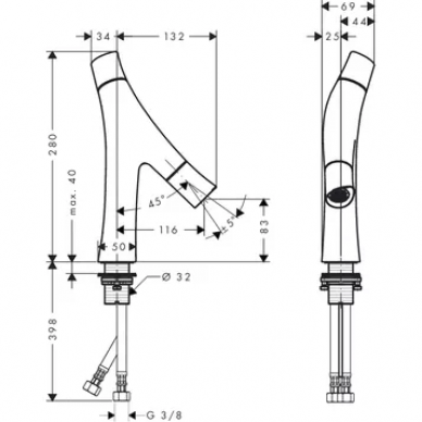 Смеситель для раковины Hansgrohe Axor Starck Organic (12011000) 6