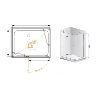 Душевой уголок Cezares Verona (VERONA-W-AH-1-120/100-P-Cr-R) 120х100, текстурное стекло 5