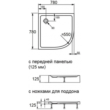 Душевой поддон Agger (A01-080TCR/T) (78x78 см) белый 6