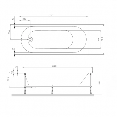 Ванна акриловая Am.Pm X-Joy (W94A-170-070W-A1) (170х70) без гидромассажа 9