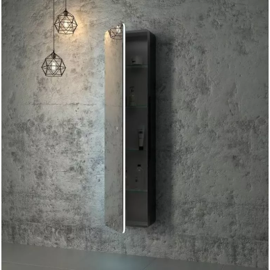 Зеркальный шкаф Art&Max Lecce (AM-Lec-360-1560-1D-DS-F-Nero) (36.8x156.8 см) с LED подсветкой, nero matt 6