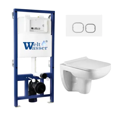 Инсталляция Welt Wasser Bamberg 525 + KEHLBACH 004 GL-WT + Bamberg WT в комплекте с унитазом, безободковый, с сидением микролифт 0