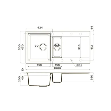 Мойка кухонная Omoikiri Sakaime 100-2-ES 4997219 100x50 см, espresso 3