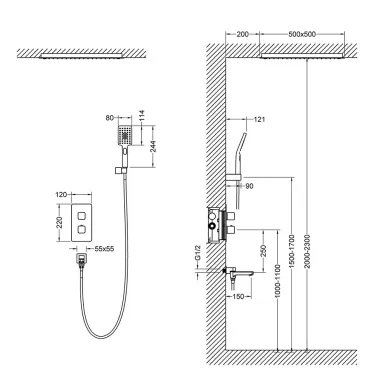 Душевая система Timo Petruma SX-5019/18SM с термостатом, черное золото 5