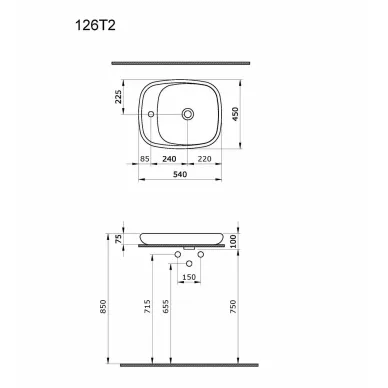 Раковина накладная Ambassador Diamond 126T21101 54 см красная 6