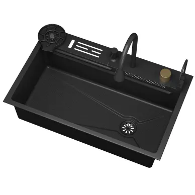 Мойка кухонная D&K DKS754605 многофункциональная в комплекте со смесителем и аксессуарами, графит 8