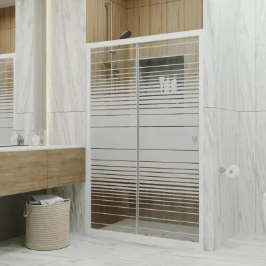 Душевая дверь Triton Слайд (120х185) профиль белый/стекло прозрачное с рисунком 6