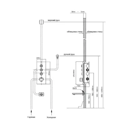Душевая система Vincea Inspire VSFW-433TI1GM встраиваемая термостатическая, трехрежимный, вороненая сталь 12