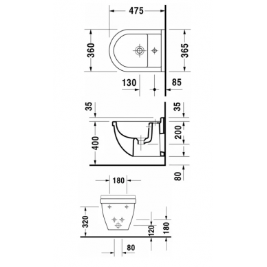Биде подвесное Duravit Starck 3 (223115) compact 1
