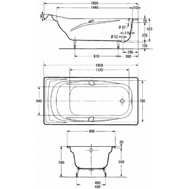 Ванна чугунная Jacob Delafon Super Repos (E2902) 180х90 1