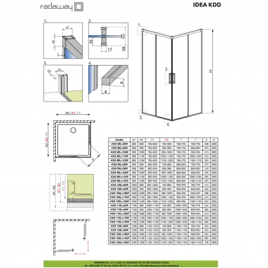 Левая часть душевой кабины Radaway Idea Black (387062-54-01R) (100 см) (R) 6