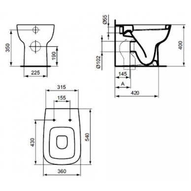 Чаша для приставного унитаза Ideal Standard Esedra (T281201) 1