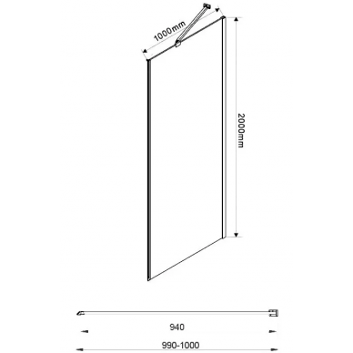 Боковая панель Vincea Extra (VSG-1E100CL) 100x200 см, профиль хром/стекло прозрачное 1