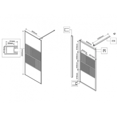 Душевая перегородка Vincea Walk-In HP Art (VSW-1HC900CFBG) 90x200 см, профиль брашированное золото/стекло рифленое/прозрачное 5