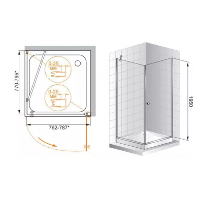 Душевой уголок Cezares Triumph A1 (L) (80x80) текстурное стекло 1