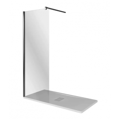 Душевая перегородка Good Door Walk-In SP-100-C-В (100х195 см) профиль чёрный/стекло прозрачное 1