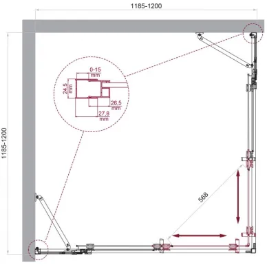 Душевой уголок BelBagno Luce A-22 (LUCE-A-22-100+20-C-Cr), 120x120 см, хром/прозрачное стекло 6