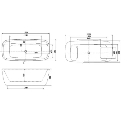 Акриловая ванна Aquanet Family Fine 170x78 Gloss Finish белая глянцевая 5