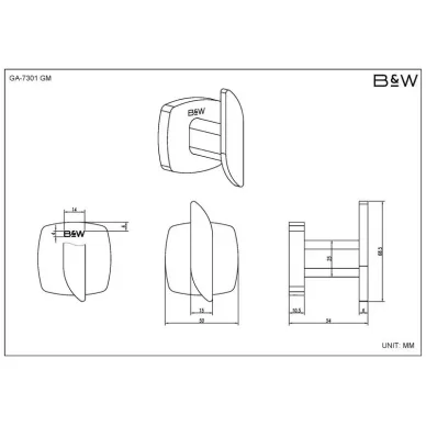 Набор аксессуаров для ванной комнаты Black & White Gravity GA-7810GM gunmetal 9