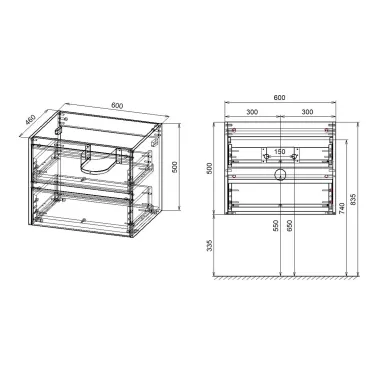 Тумба для ванной Vincea Gio VMC-2G600CO 60x46 см, подвесная, C.Oak 6