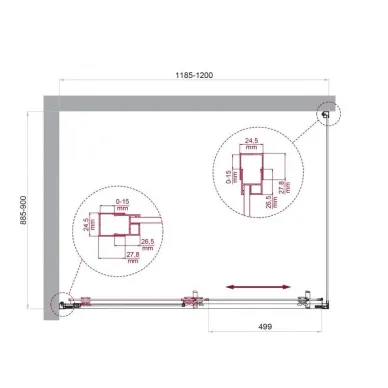 Душевой уголок BelBagno Luce LUCE-AH-1-120/90-C-Cr 120x90 см, хром/прозрачное стекло 5