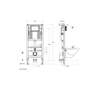 Инсталляция для подвесного унитаза Cezares Lux CZR-316-M 9