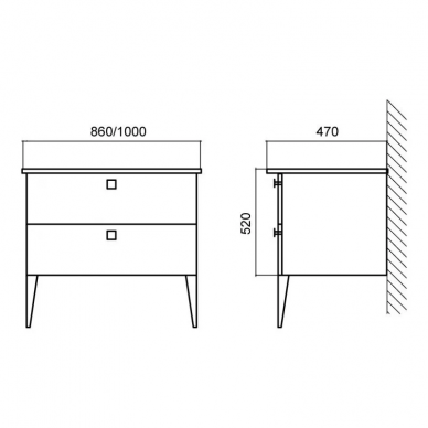 Тумба для ванной Belbagno Atria (ATRIA-850-2C-SO-NL) черный 2