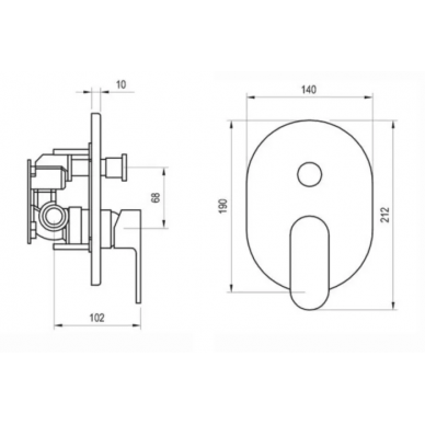Смеситель для ванны Ravak Chrome CR 065.00 (X070056) скрытого монтажа 5