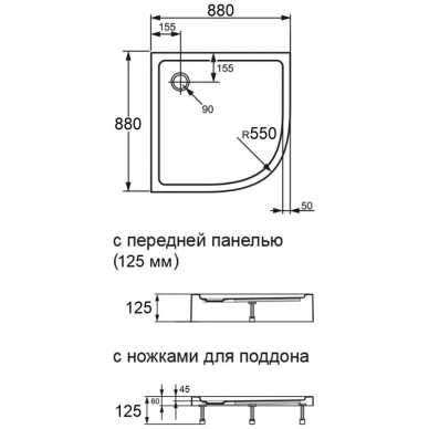 Душевой поддон Agger (A01-090TCR/T) (88x88 см) белый 6