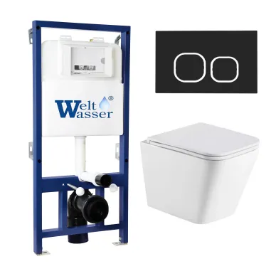 Инсталляция Welt Wasser Bamberg 525 + GELBACH 043 MT-WT + Bamberg BL в комплекте с унитазом, безободковый, с сидением микролифт 0