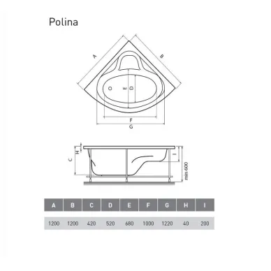 Акриловая ванна Relisan Polina (Гл000001267) 120x120 7