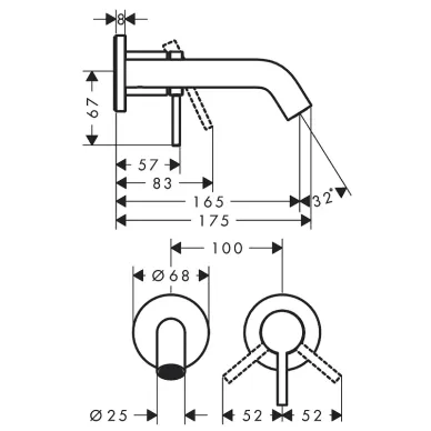 Смеситель для раковины Hansgrohe Tecturis S 73350000 встраиваемый, хром 1