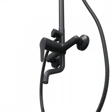 Душевая система Teymi Iva T10226 с изливом, чёрная матовая 7
