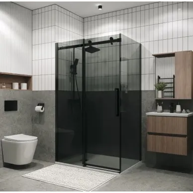 Душевой уголок Grossman Classic 110х100х195 см, стекло тонированное/профиль чёрный матовый 5