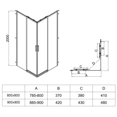 Душевой уголок Vincea Soft 2 VSS-3SO2800CLB 80х80х200 см, профиль чёрный/стекло прозрачное 5