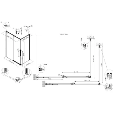 Душевой уголок Vincea Ultima VSR-7UL1014CL 140x100х200 см, профиль хром/стекло прозрачное 3