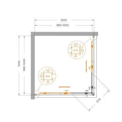 Душевой уголок Cezares Relax RELAX-304-A-2-100-C-CR 100x100 профиль хром/стекло прозрачное 5