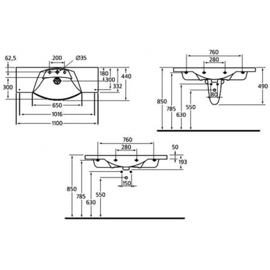 Раковина Ideal Standard Motion (W890201) (110 см) 1