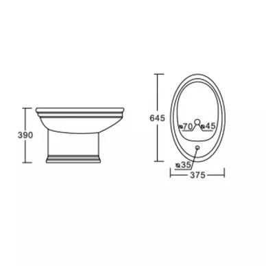 Биде напольное CeramaLux Lux Classic (4285) (с золотым орнаментом) 1