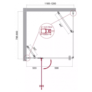 Душевой уголок BelBagno Kraft (KRAFT-AH-12-120/80-C-Cr-L) 120х80 см, профиль хром/стекло прозрачное 6