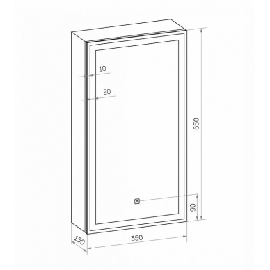 Зеркальный шкаф Art&Max Techno (AM-Tec-350-650-1D-L-DS-F-Nero) (35x60 см) с LED подсветкой, nero matt 5