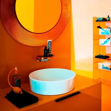 Laufen Kartell Зеркало круглое d=78см, настенное, со скрытой подсветкой, цвет: оранжевый 3.8633.3.082.000.1 11