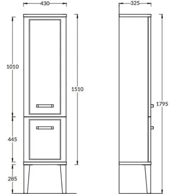 Kerama Marazzi Pompei Пенал 150см., напольный\подвесной, цвет: камео бежевый PO.M.150\CAM 7